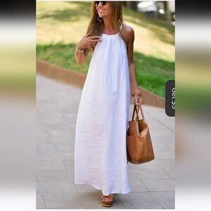 Chic White Sleeveless Maxi Dress